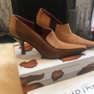 Designer brown and tan suede boots